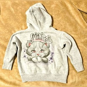 Girl's 2T Personalized Gray Hoodie W/Cat